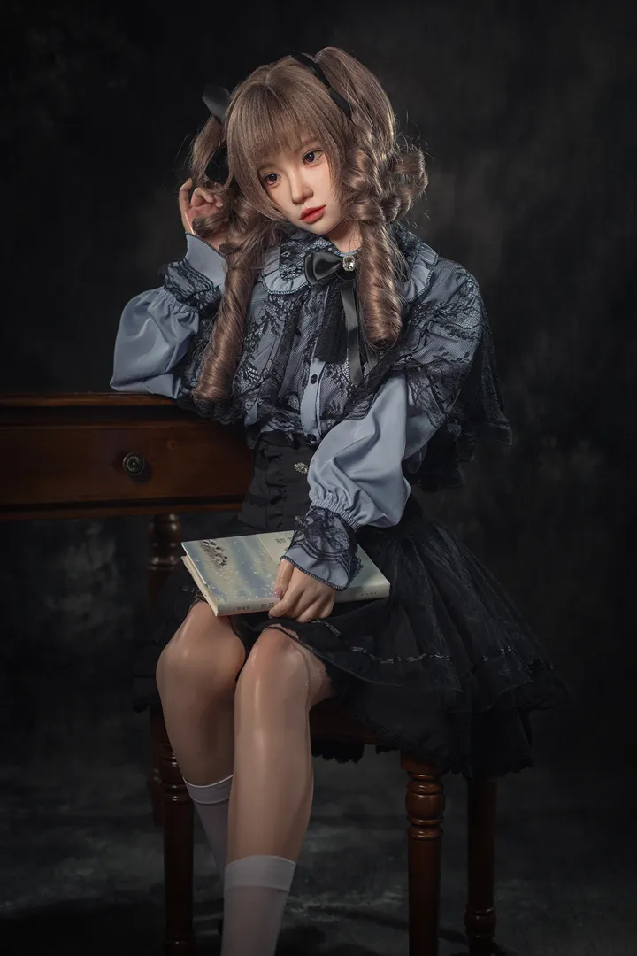 148cm (4ft10) B-Cup Gaya Gothic Lolita Silikon Anak Patung Seks Xiaorou, ROS Kepala #103B